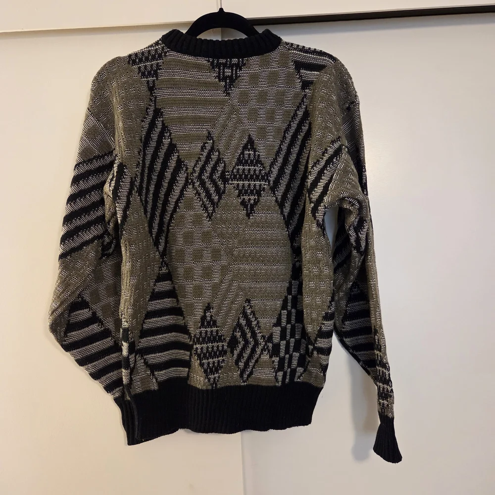 Peter England Sweater - Leather Accents! Black and Olive - Picture 2 of 14